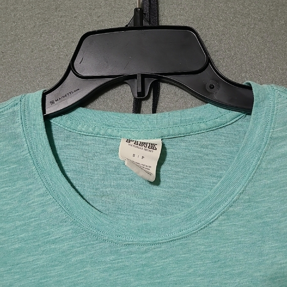 PINK VICTORIA'S SECRET Green Tee Shirt with Animal Print Pocket - Size Small - Picture 4 of 10